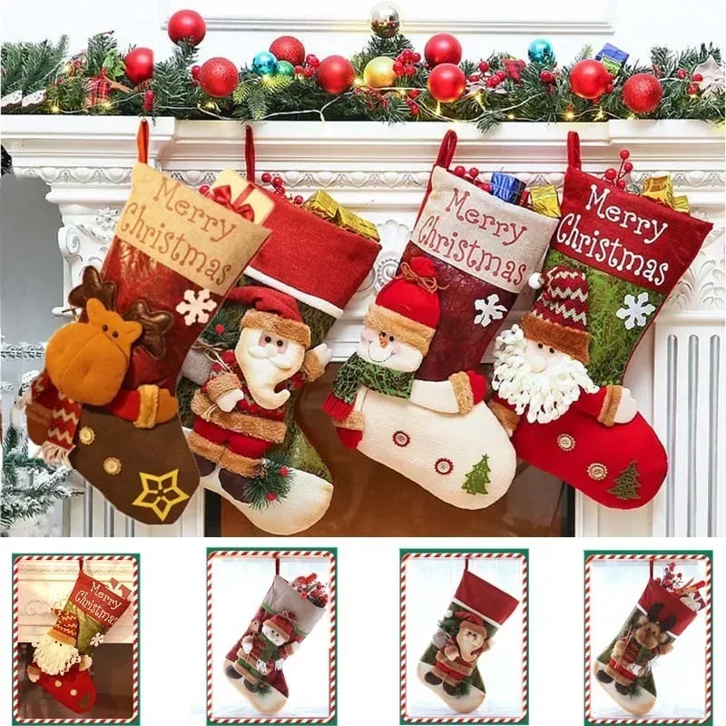 Christmas Stocking Gift Bag - Snowman, Santa, Elk Designs - Fugazi 