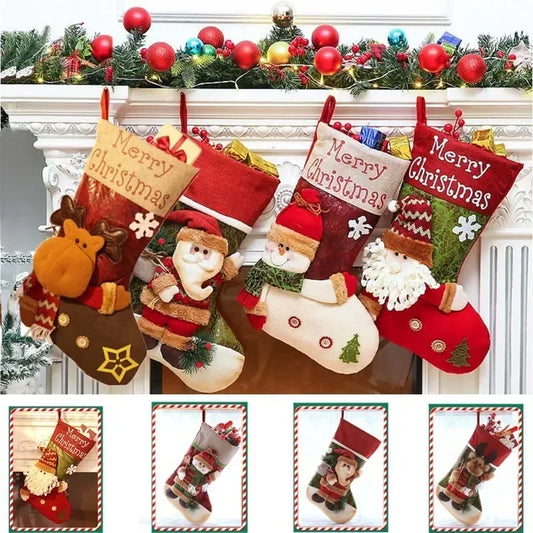 Christmas Stocking Gift Bag - Snowman, Santa, Elk Designs - Fugazi 