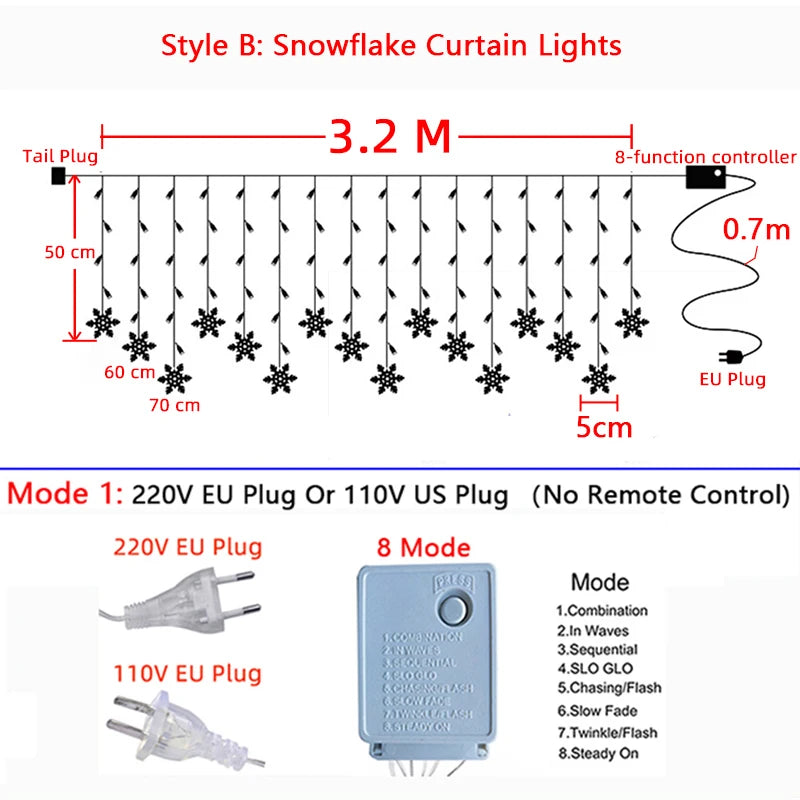 3.2M LED Christmas Fairy Lights with Stars, Deer, and Bells - Fugazi 