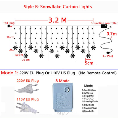 3.2M LED Christmas Fairy Lights with Stars, Deer, and Bells - Fugazi 