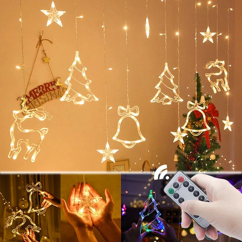 3.2M LED Christmas Fairy Lights with Stars, Deer, and Bells - Fugazi 